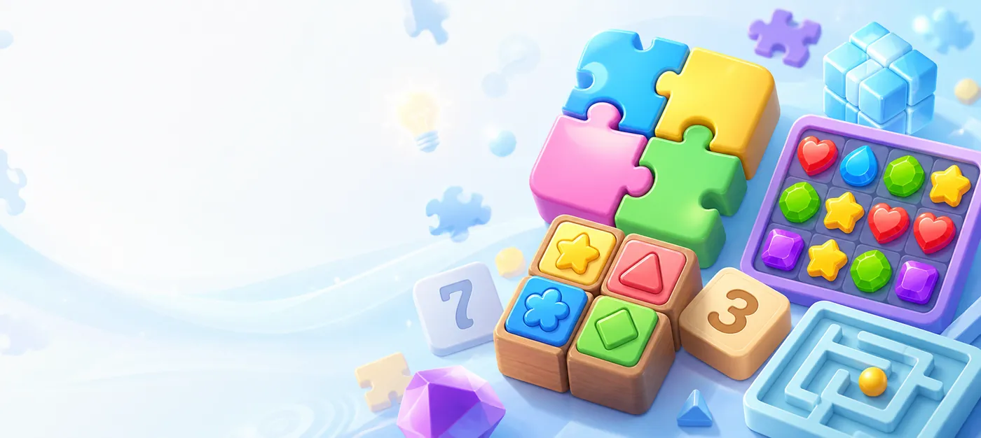 Free online puzzle games on H5Joy including logic, matching, block, word games